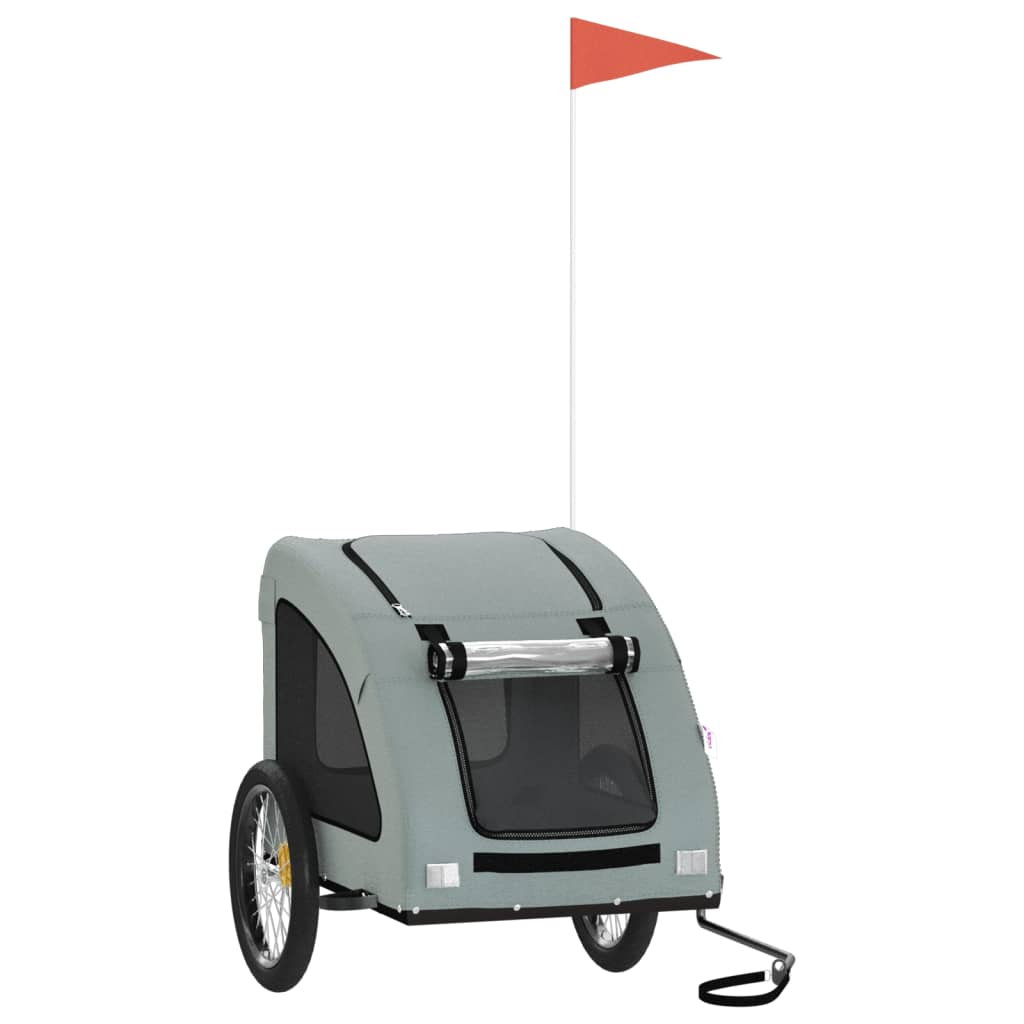 vidaXL Pet Bike Trailer Gray Oxford Fabric and Iron