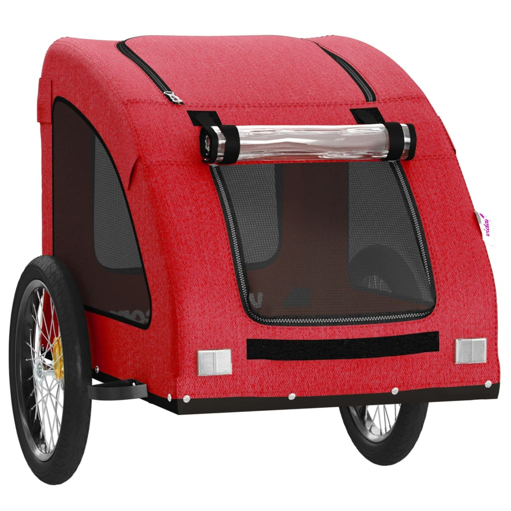 vidaXL Pet Bike Trailer Red Oxford Fabric and Iron