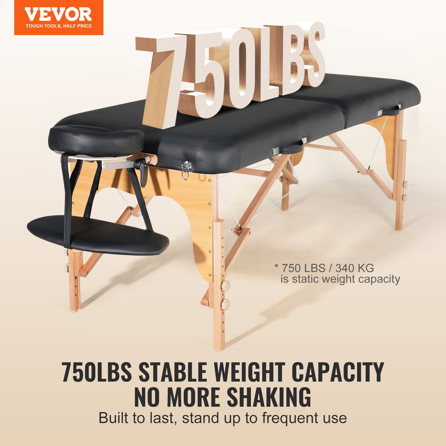 VEVOR Professional Wide Massage Table 30" W, Heavy Duty Folding Massage Table,  8-Level Height Adjustable Facial Salon Tattoo Bed, Portable Spa Table with Headrest, Hand Pallet & Carrying Bag, 750LBS