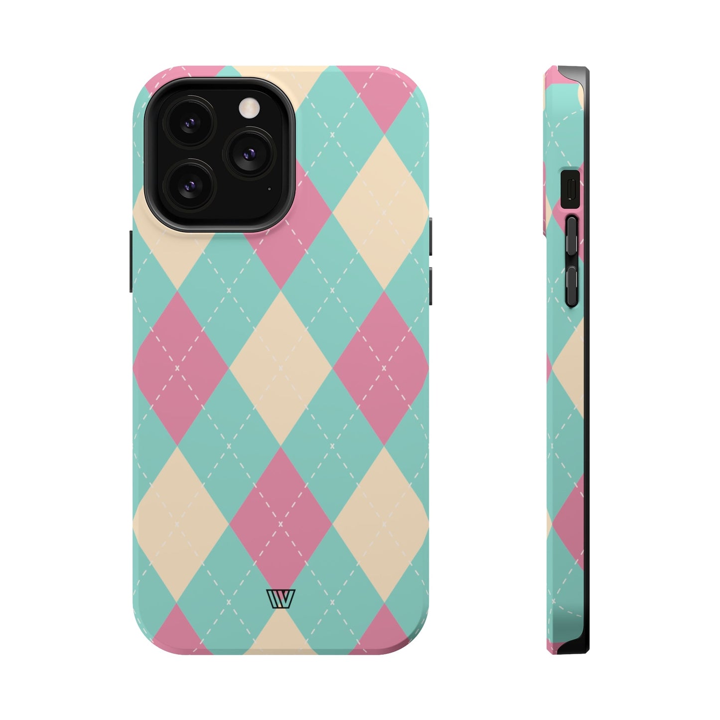 BLUE PINK BEIGE ARGYLE | MagSafe Tough iPhone Case