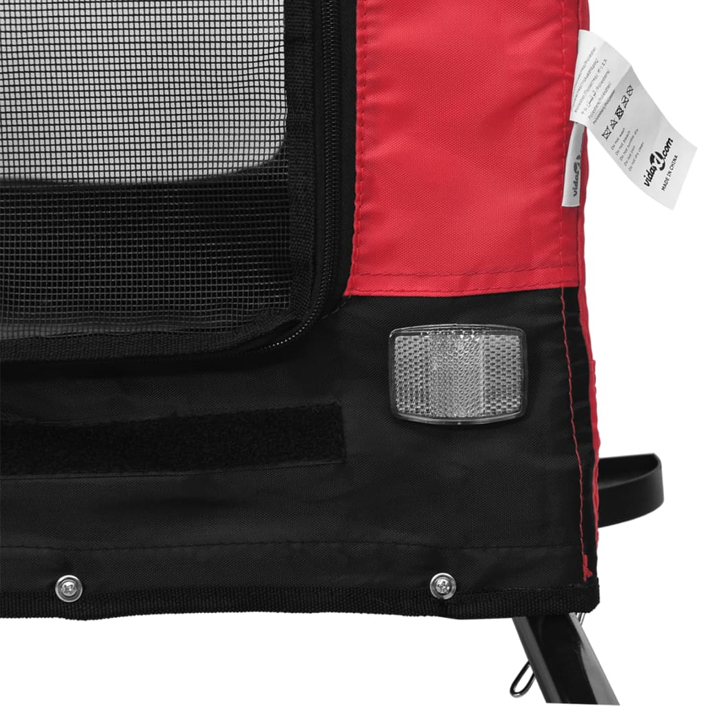 vidaXL Pet Bike Trailer Red and Black Oxford Fabric and Iron