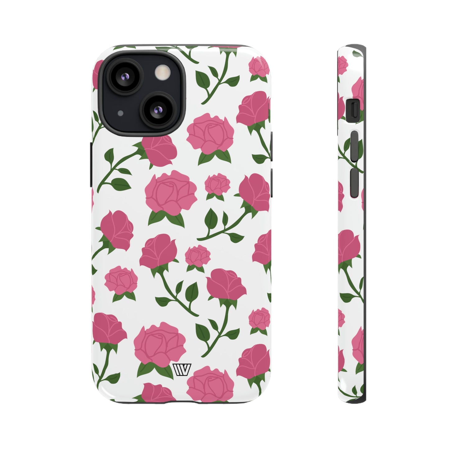 PINK ROSES ON WHITE | Tough Phone Case