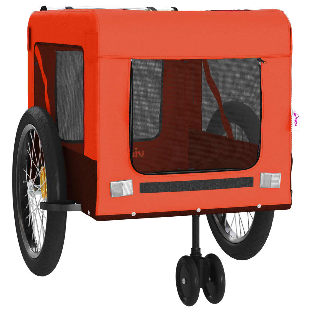 vidaXL Pet Bike Trailer Orange and Black Oxford Fabric and Iron