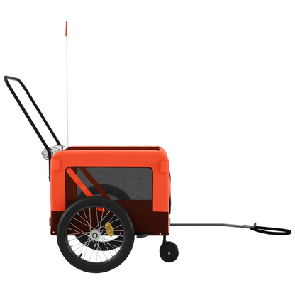 vidaXL Pet Bike Trailer Orange and Black Oxford Fabric and Iron