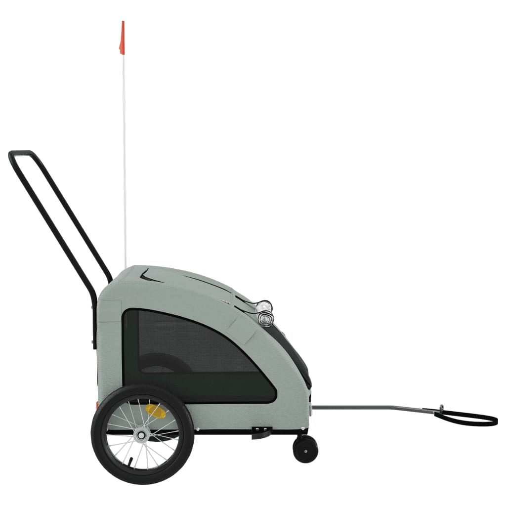 vidaXL Pet Bike Trailer Gray Oxford Fabric and Iron