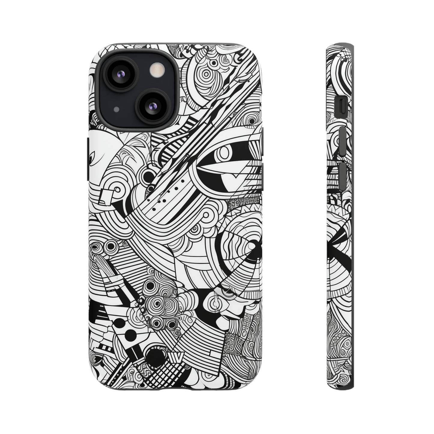 B&W ABSTRACT DOODLE | Tough Phone Case