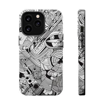 B&W ABSTRACT DOODLE | MagSafe Tough iPhone Case