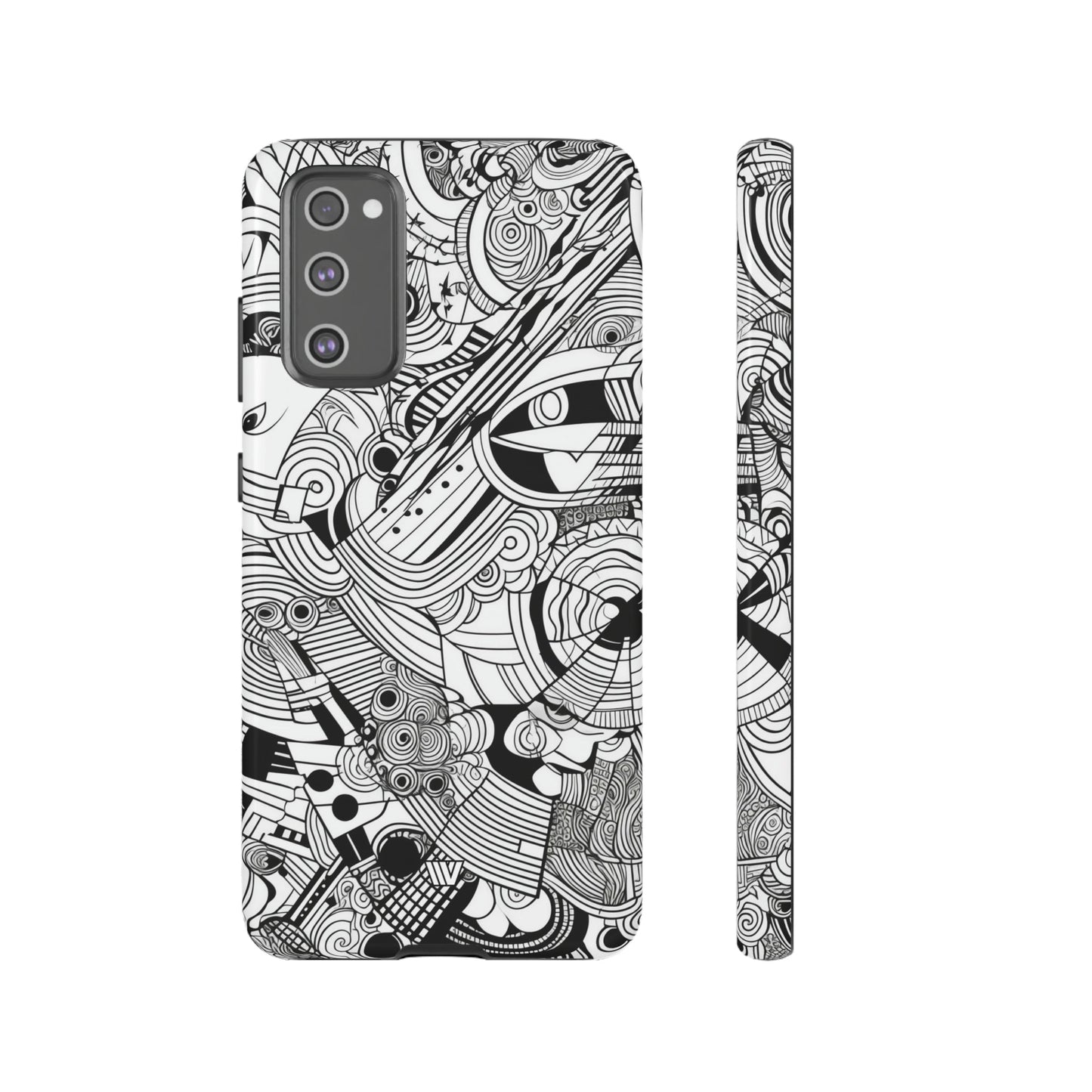 B&W ABSTRACT DOODLE | Tough Phone Case