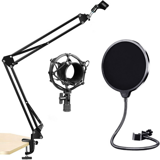 5Core Microphone Arm Stand Desk Suspension Boom Scissor Desktop Mic Holder w Pop Filter