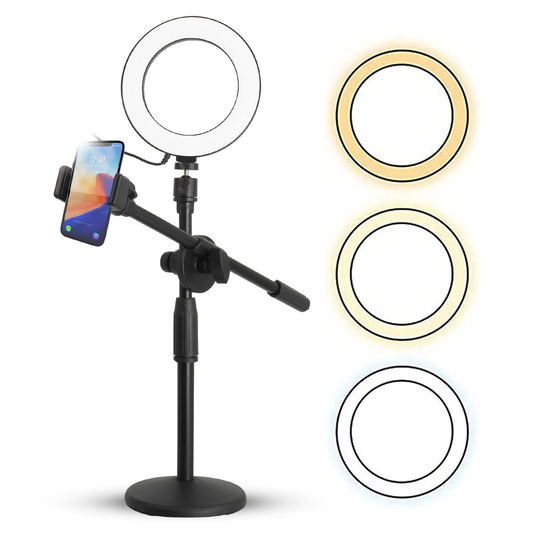 5Core 6 inch Ring Light + Cell Phone Stand Adjustable Ringlight LED w Phone Holder