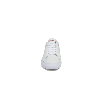 LACOSTE 7-43SMA0034407 POWERCOURT TRI 1SMA MN'S (Medium) White/Navy/Red Leather & Synthetic Lifestyle Shoes