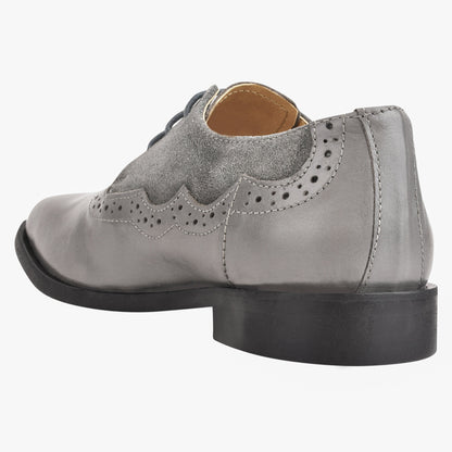 Amy Leather Suede Oxford Style Kids Dress Shoes