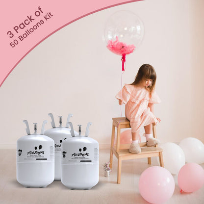 Bundle of 3 Mega Helium Tank kit with 150 balloons