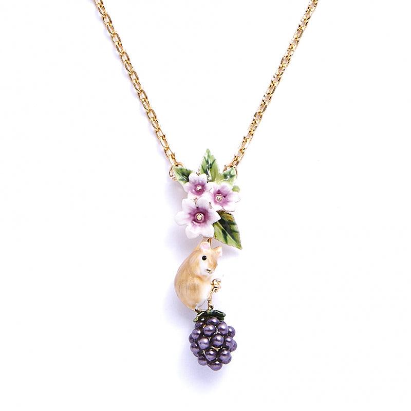 Whimsical Vine: Floral & Grape Cluster Wine Necklace