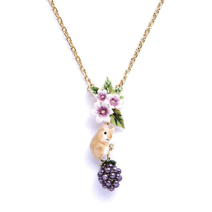 Whimsical Vine: Floral & Grape Cluster Wine Necklace