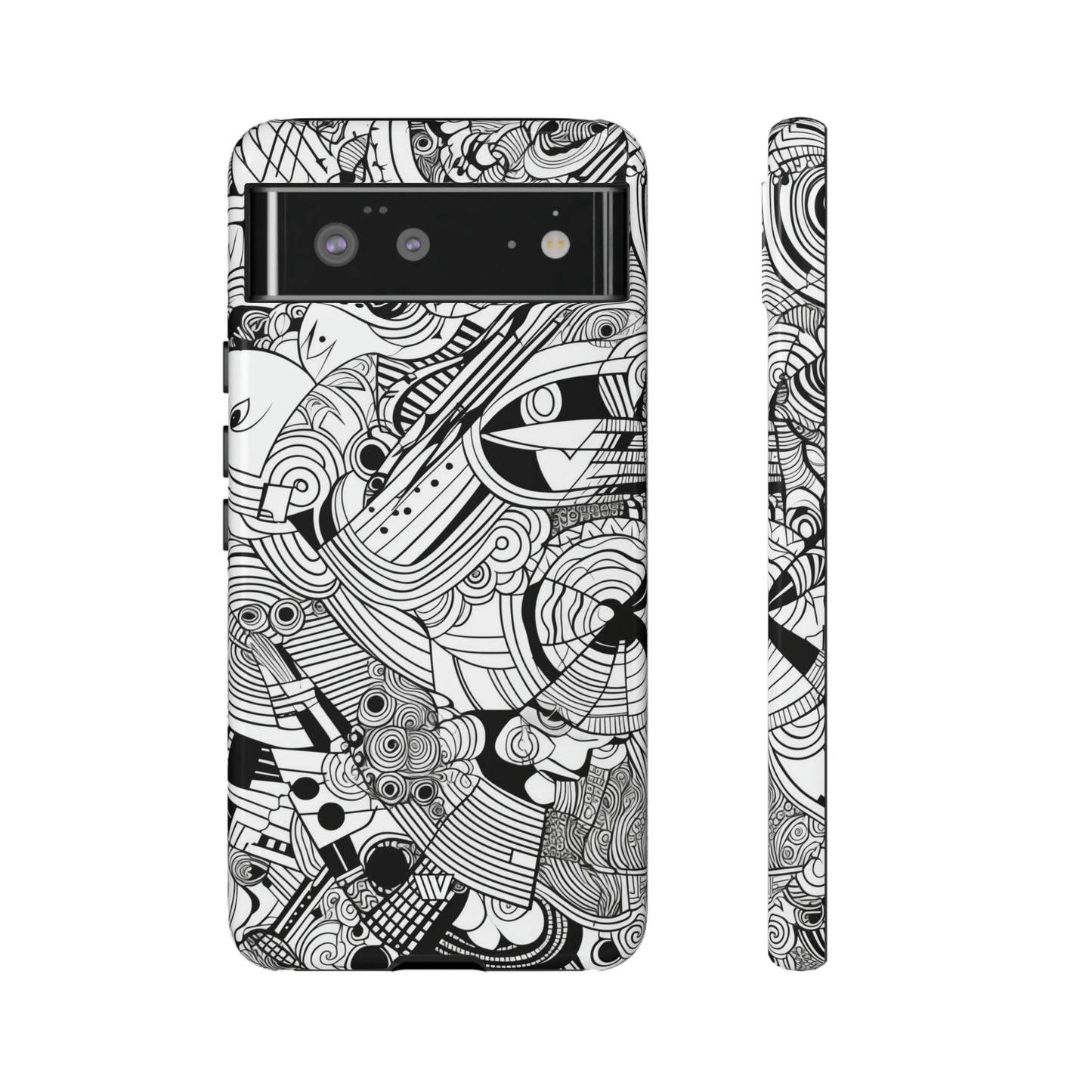 B&W ABSTRACT DOODLE | Tough Phone Case