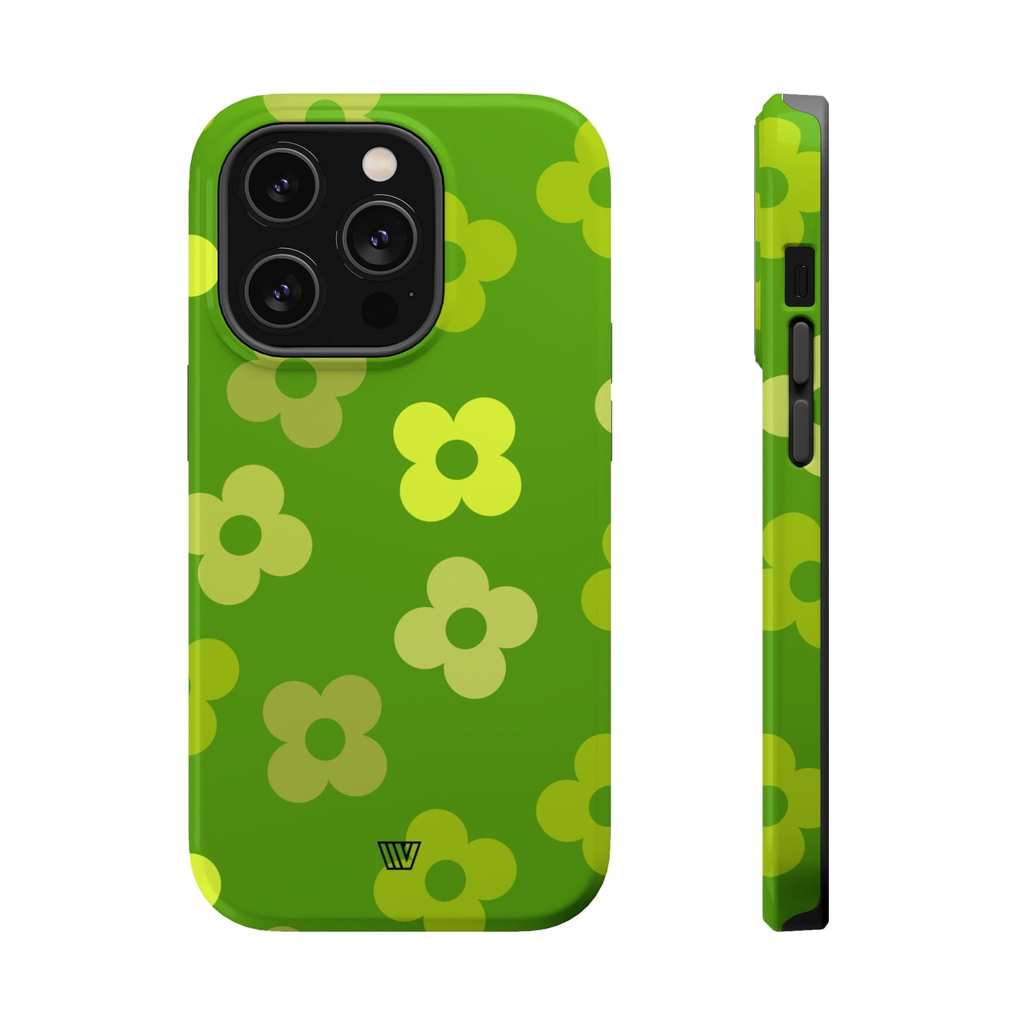 GREEN RETRO FLOWERS | MagSafe Tough iPhone Case