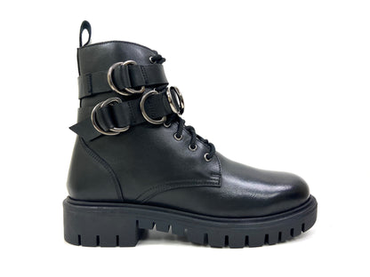 Ivy Black Ringed Combat Boot