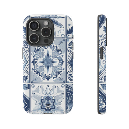 BLUE WHITE TILE | Tough Phone Case