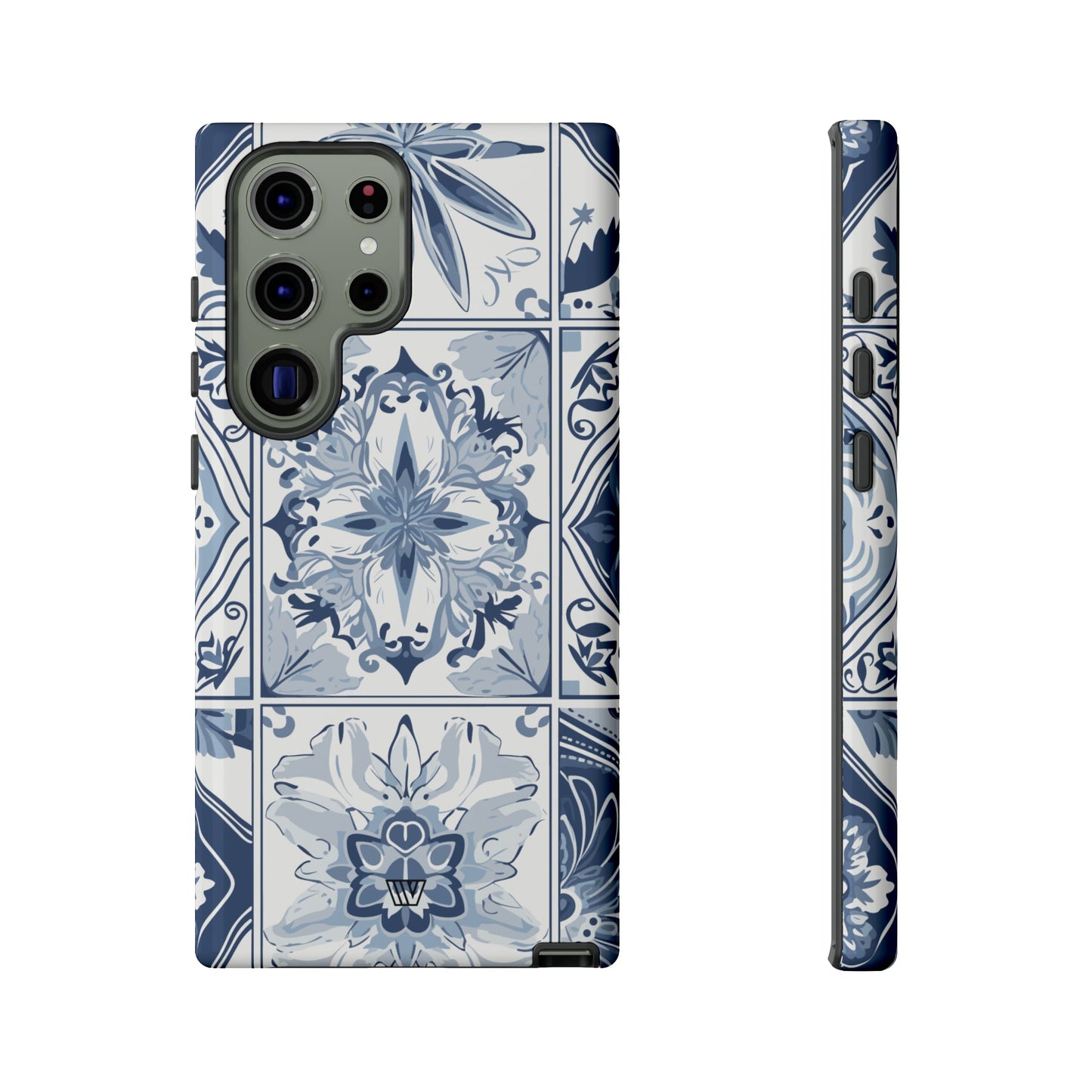 BLUE WHITE TILE | Tough Phone Case