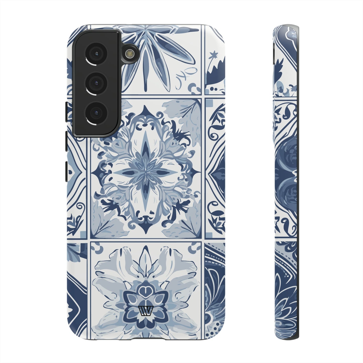 BLUE WHITE TILE | Tough Phone Case