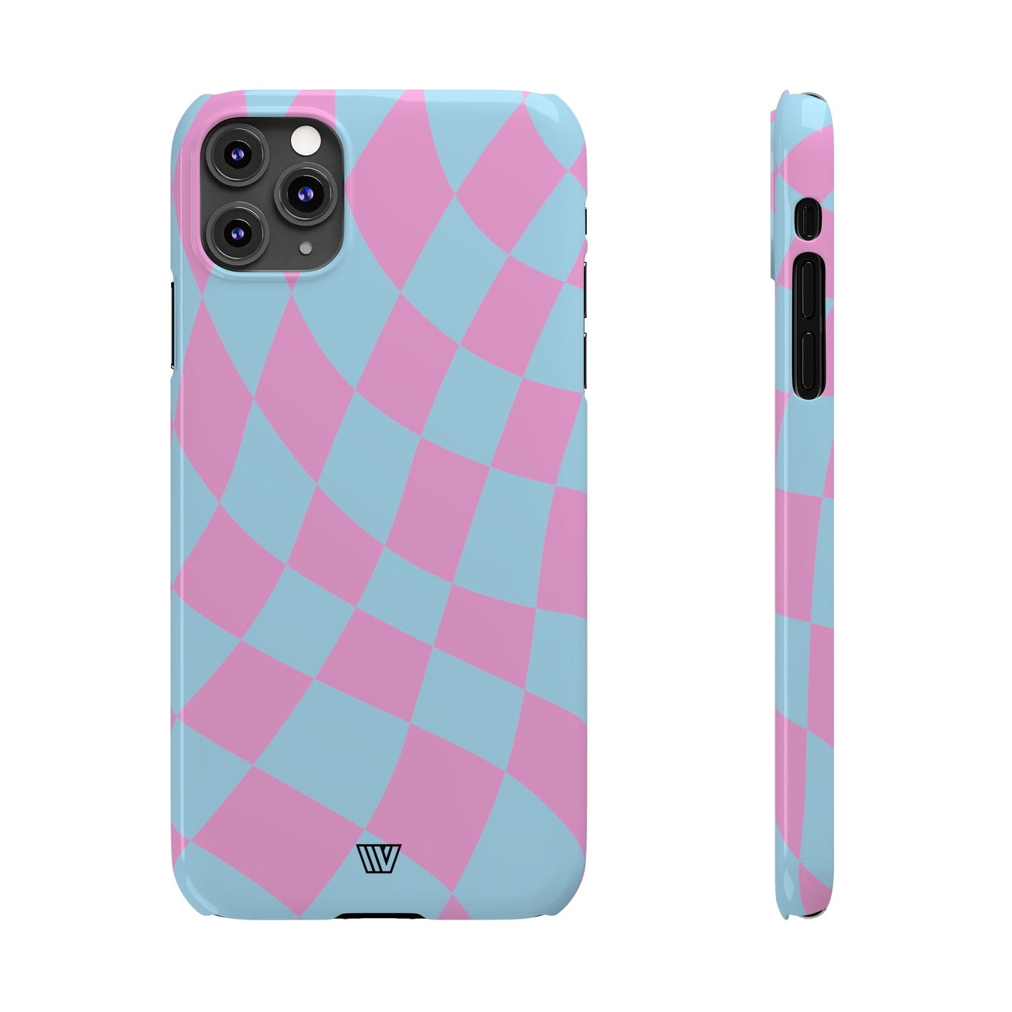 BLUE PINK CURVY CHECKERBOARD | Slim iPhone Case