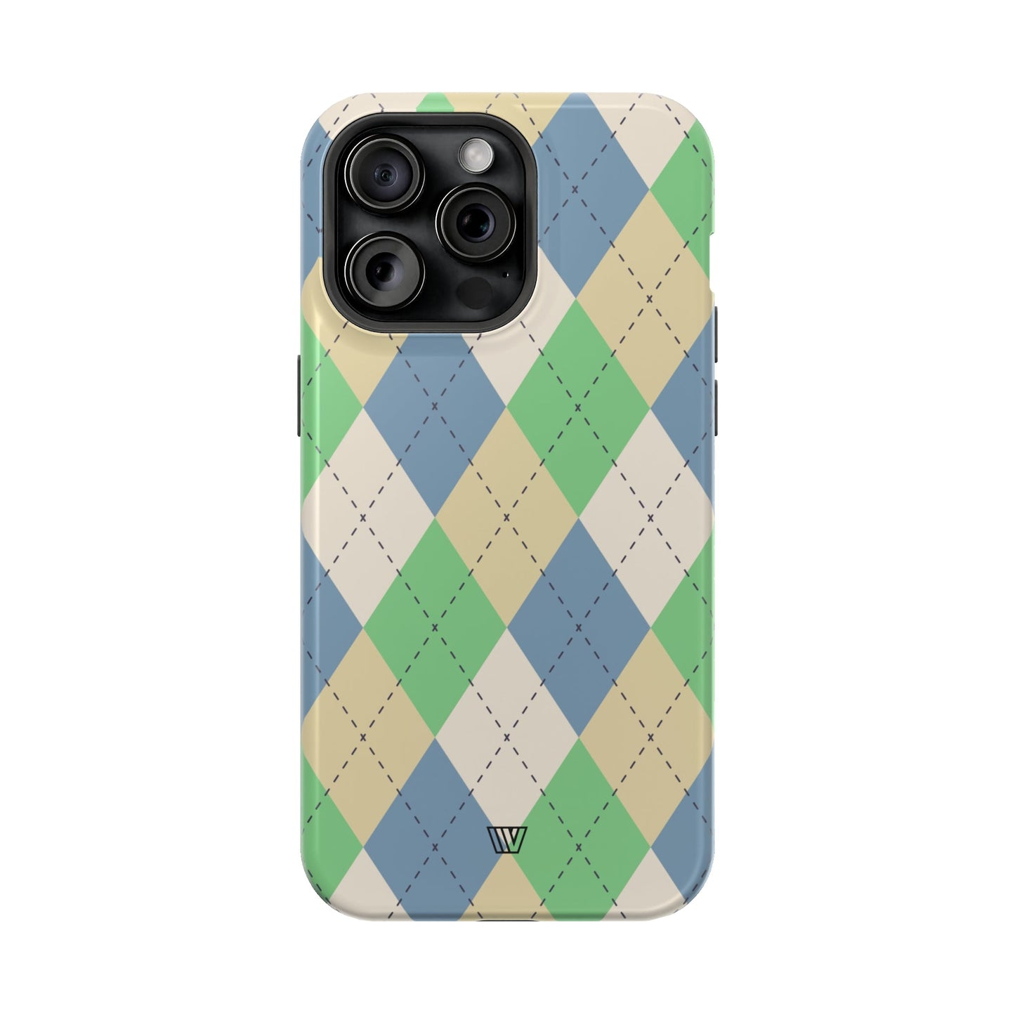 GREEN BLUE BEIGE ARGYLE | MagSafe Tough iPhone Case