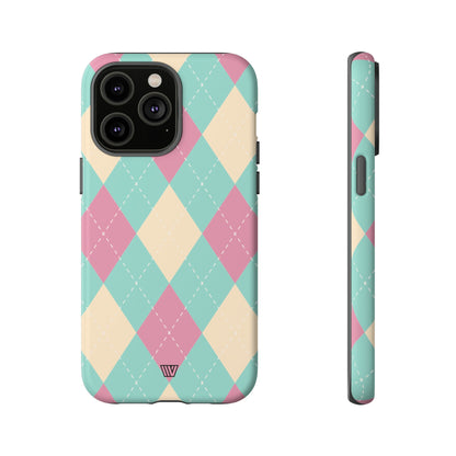 BLUE PINK BEIGE ARGYLE | Tough Phone Case