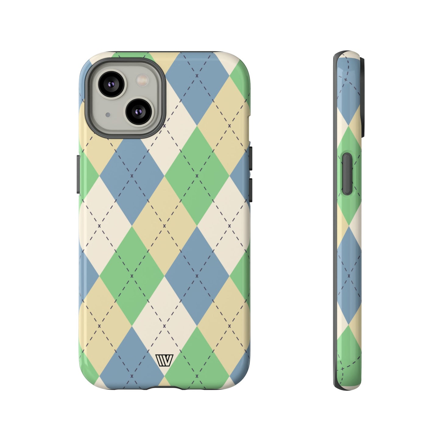 GREEN BLUE BEIGE ARGYLE | Tough Phone Case