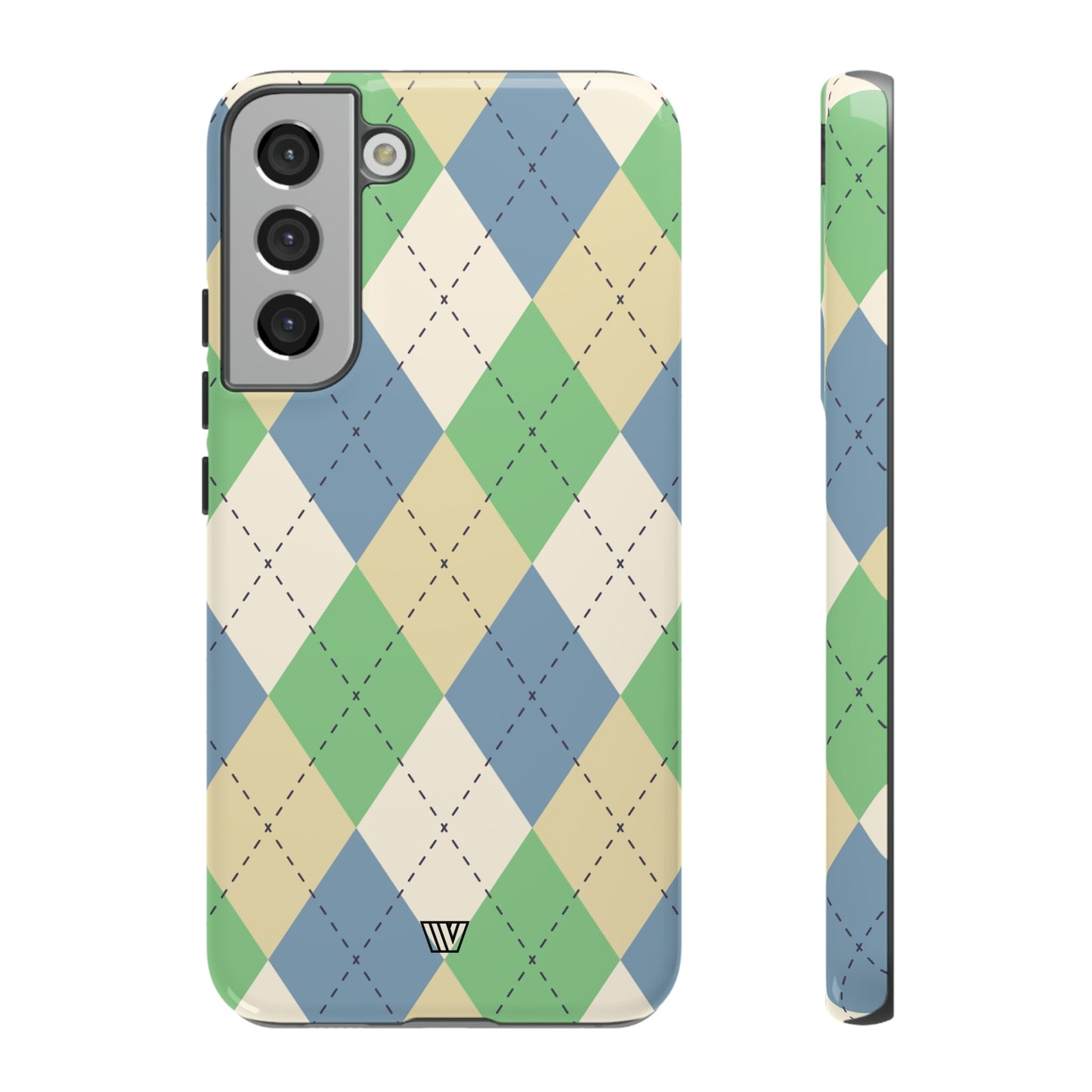 GREEN BLUE BEIGE ARGYLE | Tough Phone Case