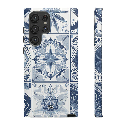 BLUE WHITE TILE | Tough Phone Case