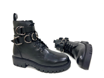 Ivy Black Ringed Combat Boot