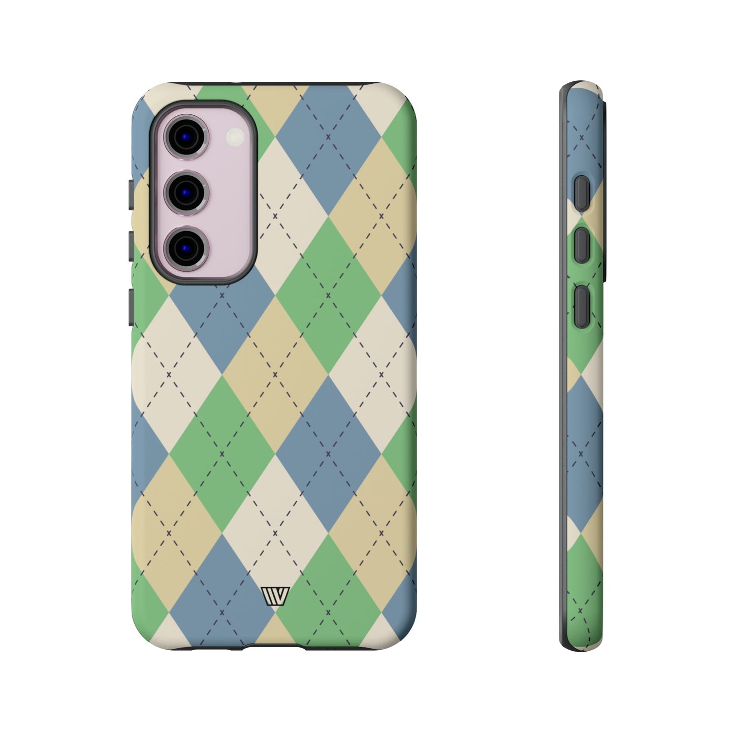 GREEN BLUE BEIGE ARGYLE | Tough Phone Case