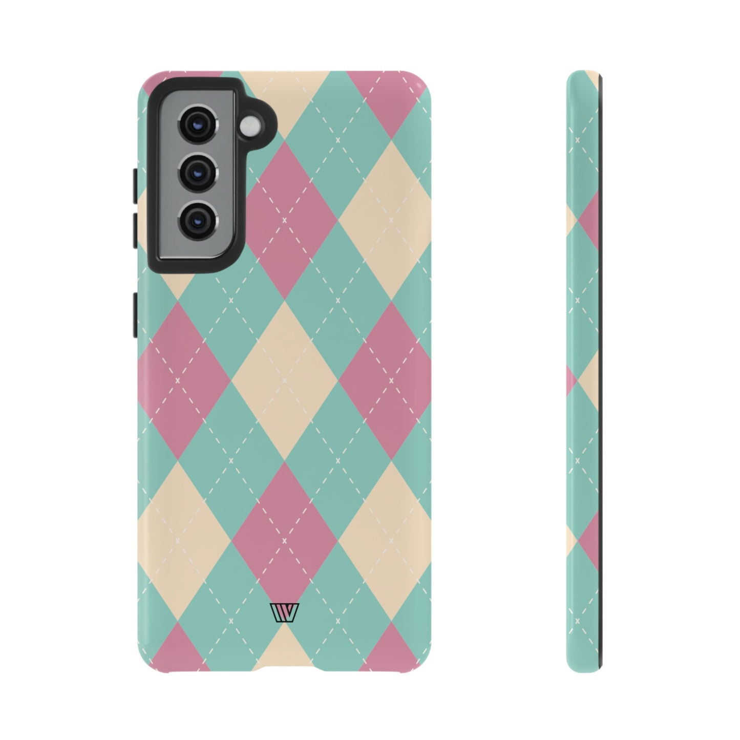 BLUE PINK BEIGE ARGYLE | Tough Phone Case