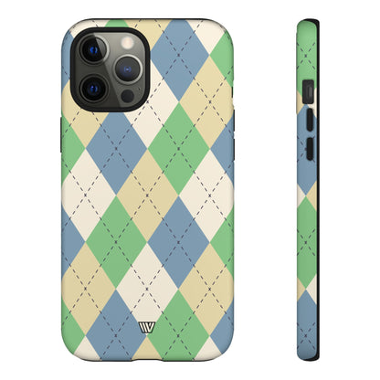 GREEN BLUE BEIGE ARGYLE | Tough Phone Case