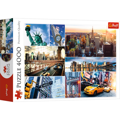 4000 piece Jigsaw Puzzles, New York - collage, NYC, Statue of Liberty, Brooklyn Bridge, Adult Puzzles, Trefl 45006