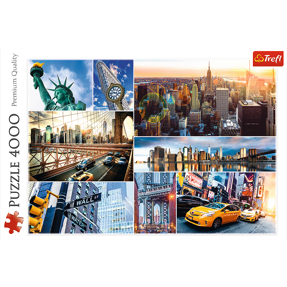 4000 piece Jigsaw Puzzles, New York - collage, NYC, Statue of Liberty, Brooklyn Bridge, Adult Puzzles, Trefl 45006