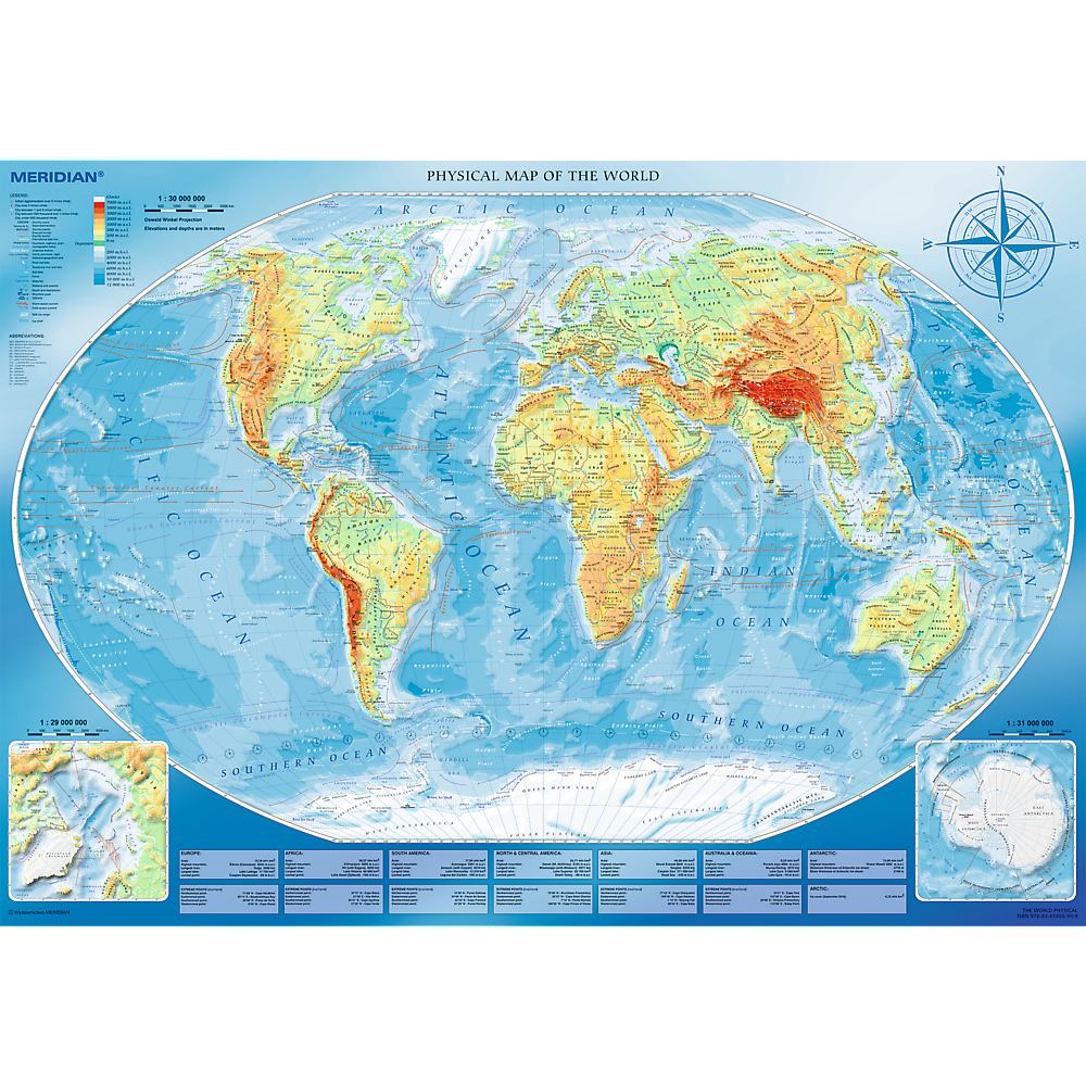 4000 Piece Jigsaw Puzzles, Large Physical Map of the World, Geography, Adult Puzzles, Trefl 45007