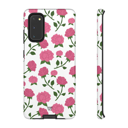 PINK ROSES ON WHITE | Tough Phone Case