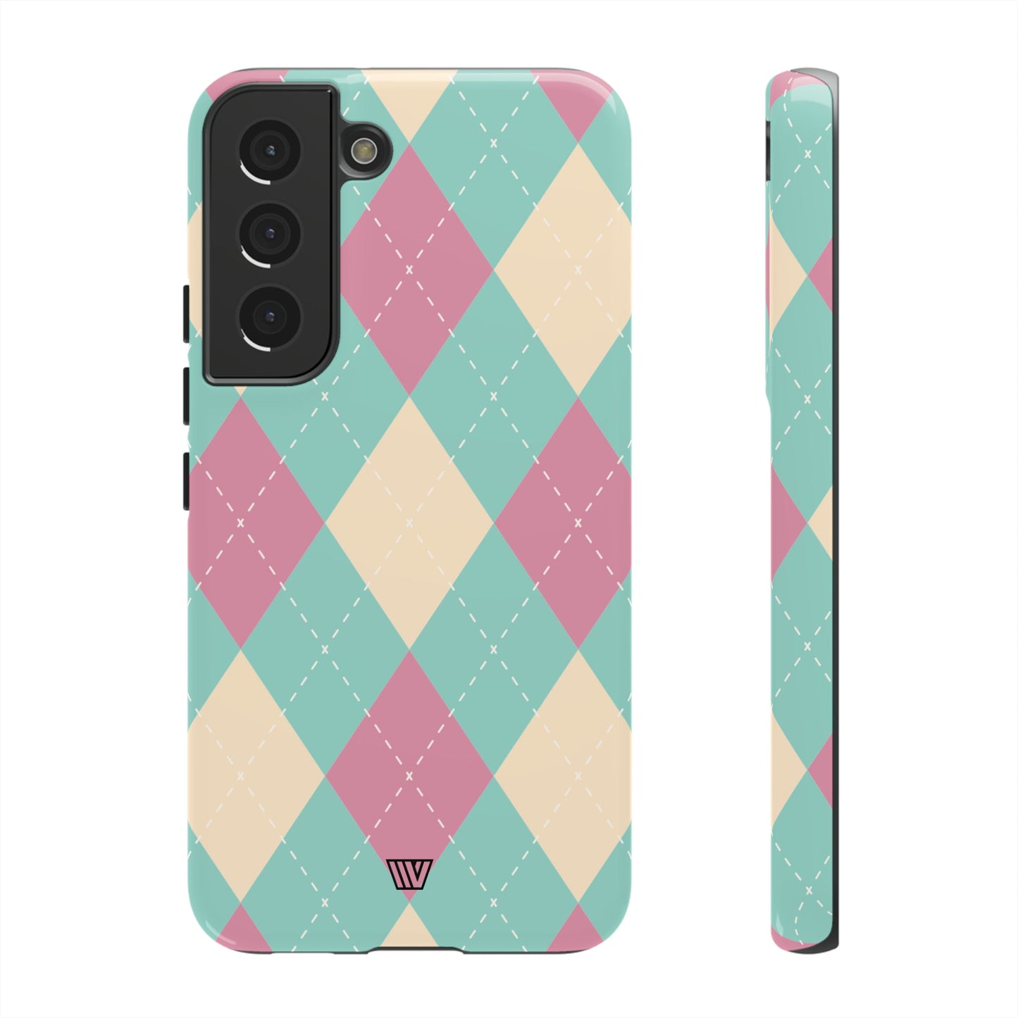 BLUE PINK BEIGE ARGYLE | Tough Phone Case