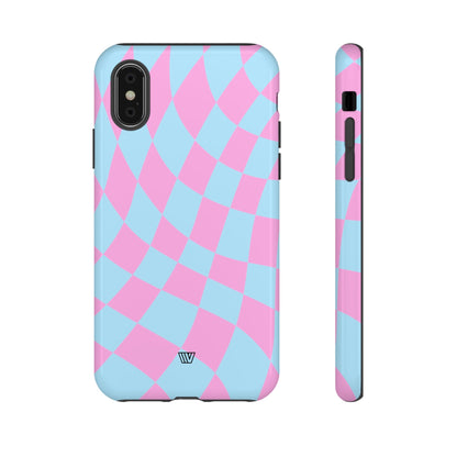 BLUE PINK CURVY CHECKERBOARD | Tough Phone Case