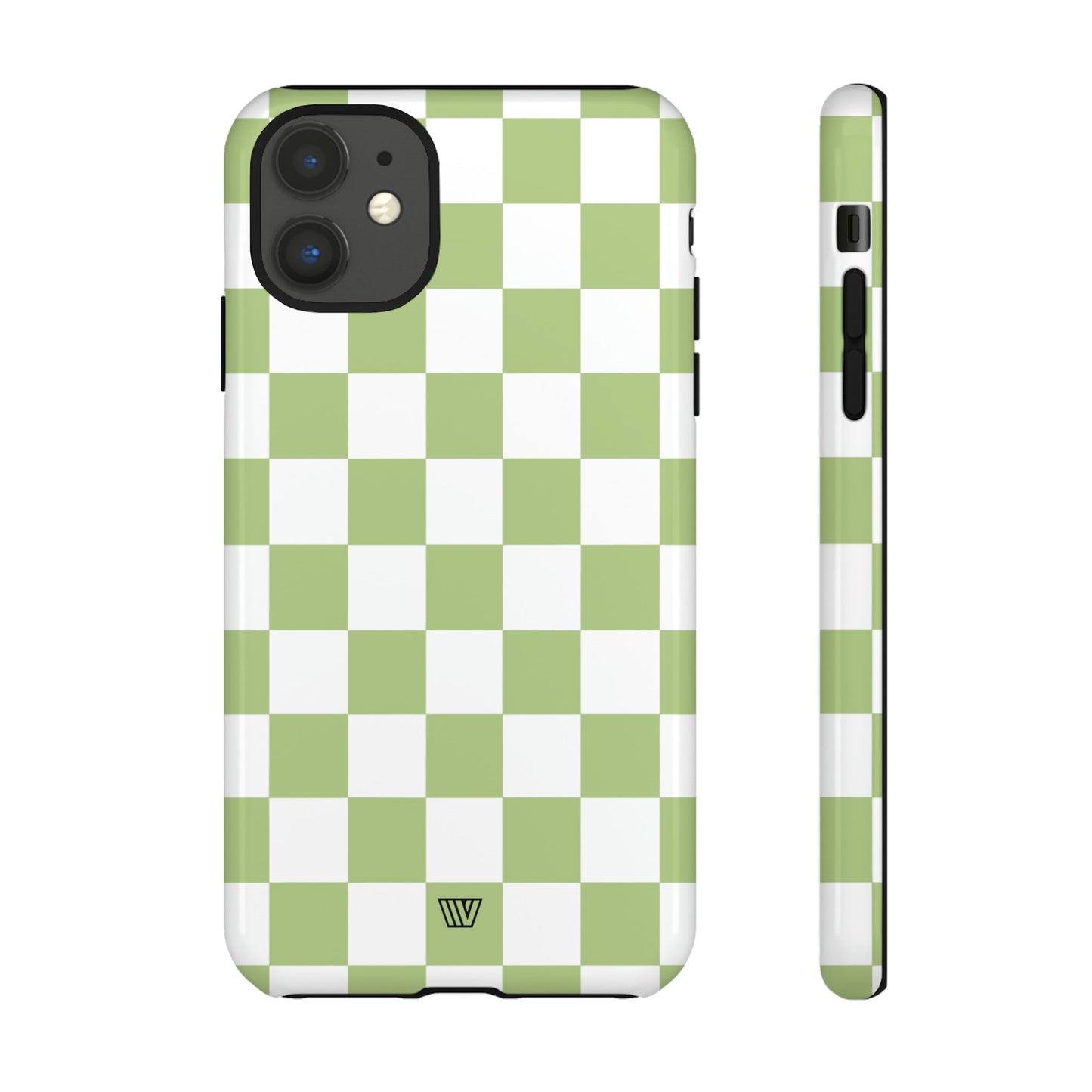 PALE OLIVE WHITE CHECKERBOARD | Tough Phone Case