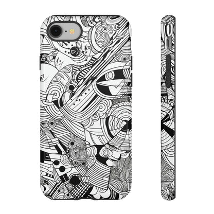 B&W ABSTRACT DOODLE | Tough Phone Case