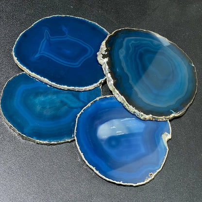 Agate Slice Coaster Silver Plated (Size #4)(4-5 Inches) Grade A Escort Place Cards