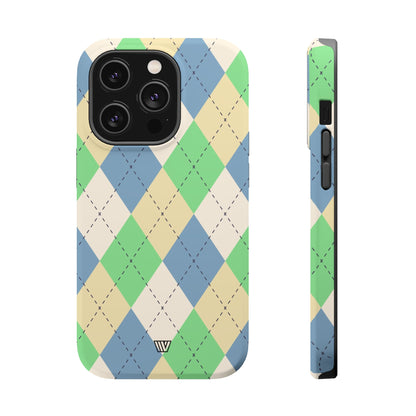 GREEN BLUE BEIGE ARGYLE | MagSafe Tough iPhone Case