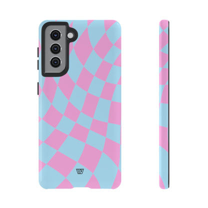 BLUE PINK CURVY CHECKERBOARD | Tough Phone Case