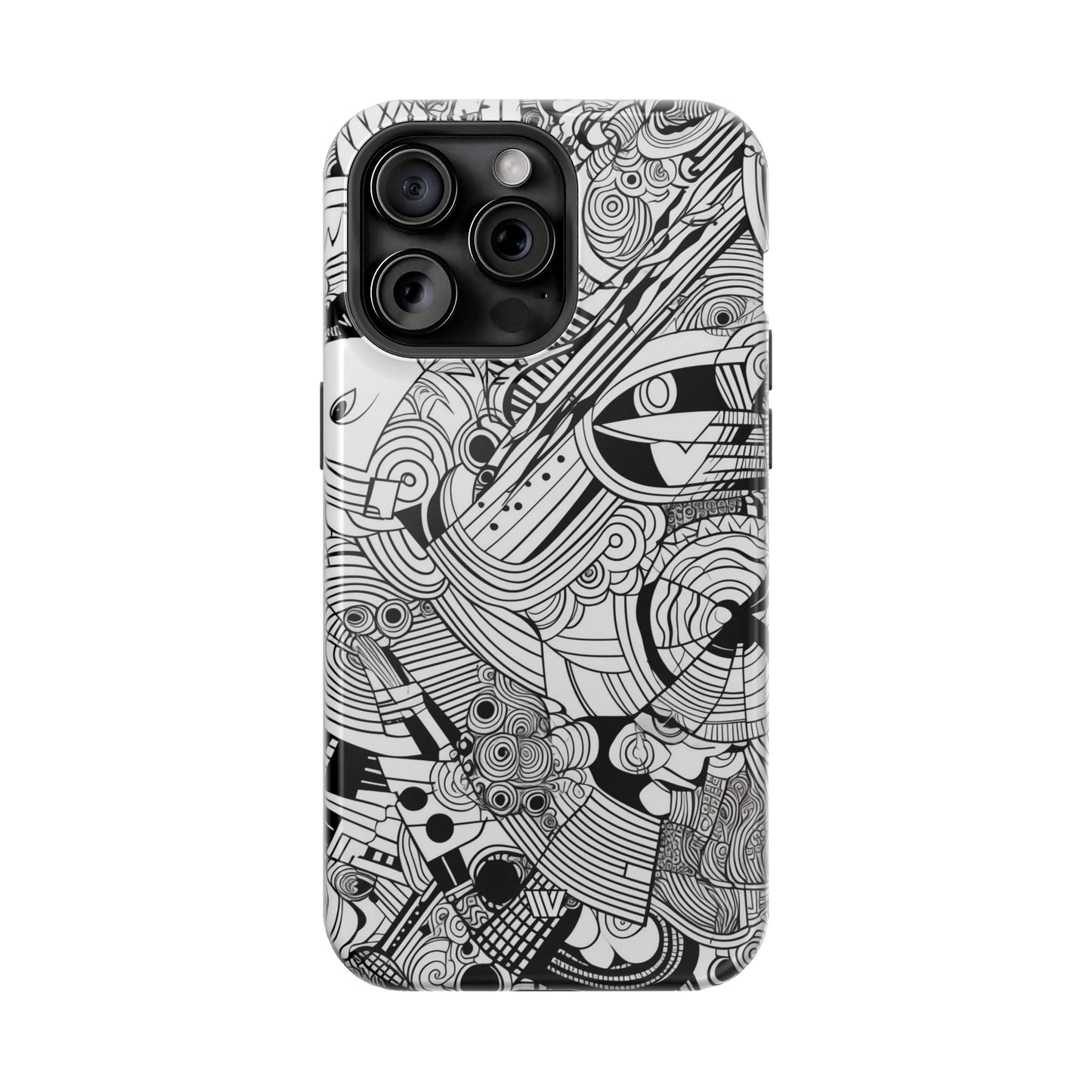 B&W ABSTRACT DOODLE | MagSafe Tough iPhone Case