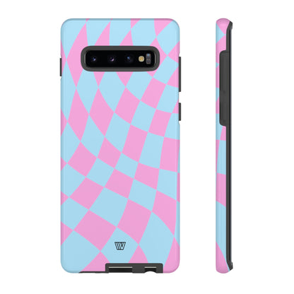 BLUE PINK CURVY CHECKERBOARD | Tough Phone Case