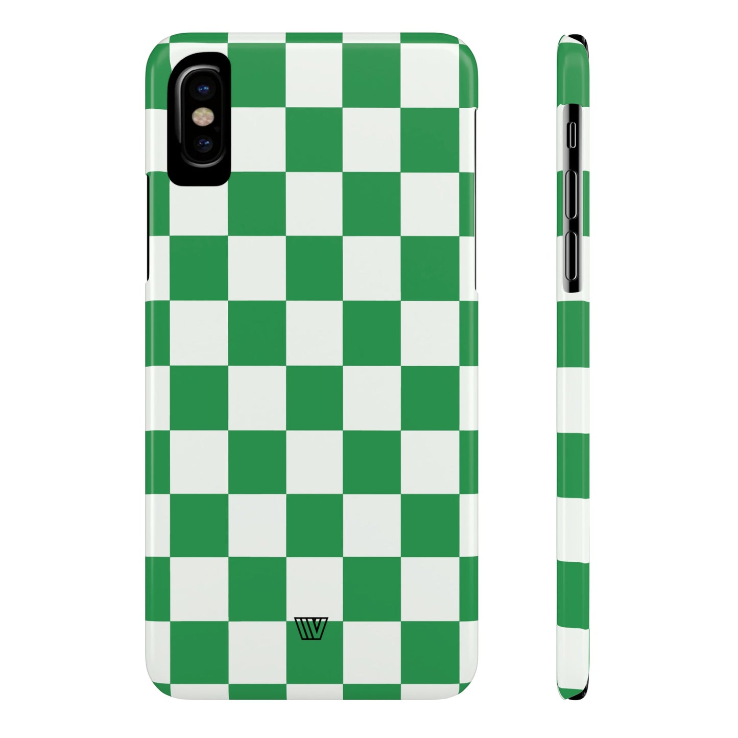 GREEN WHITE CHECKERBOARD | Slim iPhone Case