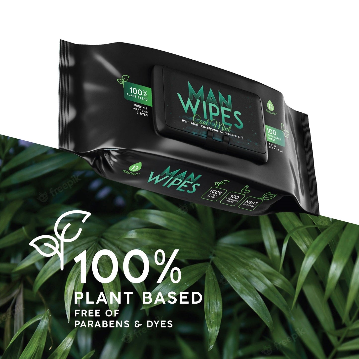 12 Pack of Flushable Man Wipes (1200 Mint Scented Wipes)